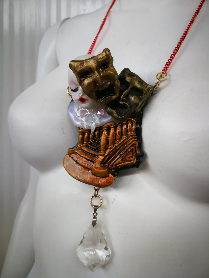 Joyería Collar Colgante Antiguo Barroco Belle Epoque Art Deco Fantasma de la Ópera Foto 3 de 4