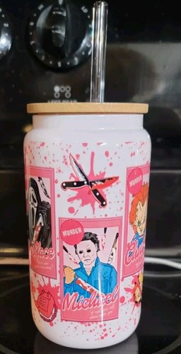 Scary Movie Killers Barbie Boxes Glass Can Tumbler, 16oz - Picture 5 of 9