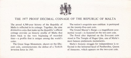 1977 Republic of Malta 9 coin proof set Rare Collection Franklin Mint - Picture 9 of 10