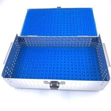 Aluminium Alloy sterilization tray case have two silicone mats disinfection Ster