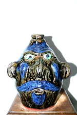 brian wilson  (CHUNKY)   face jug, pottery, folk art 11'' tall x 8'' wide