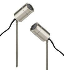 2 x Stainless Steel Garden Spike Light Adjustable Outdoor GU10 Ground Lamp ZLC05