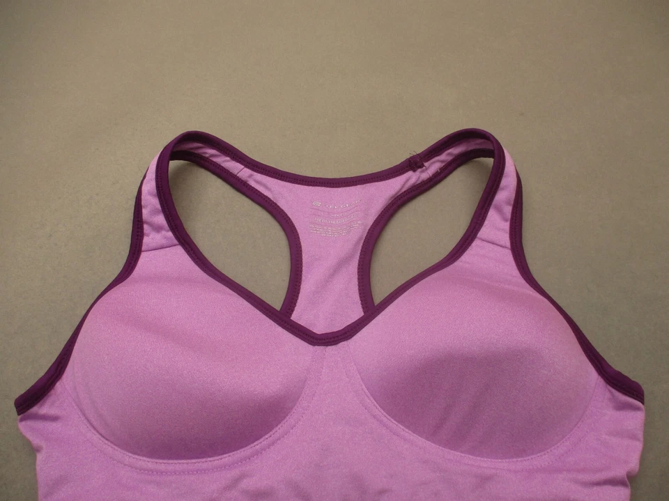 TEK GEAR размер L женщин розовый с подкладкой беспроводной тянуть на гонщик назад спортивный бюстгальтер 9E - Изображение 2 из 4