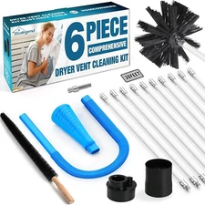 Sealegend 6-Piece Dryer Vent Cleaning Kit - Includes 30ft Brush, Vacuum Attachme