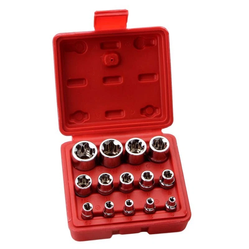 14PC E Torx Socket Set Female Start Bit External Hex Torque E4-E24 With Case -UK - Picture 9 of 11