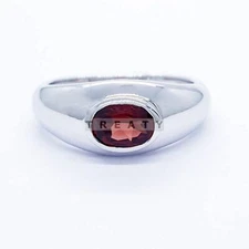 Garnet Oval Cut Gemstone With 925 Sterling Silver Ring For Men's #308