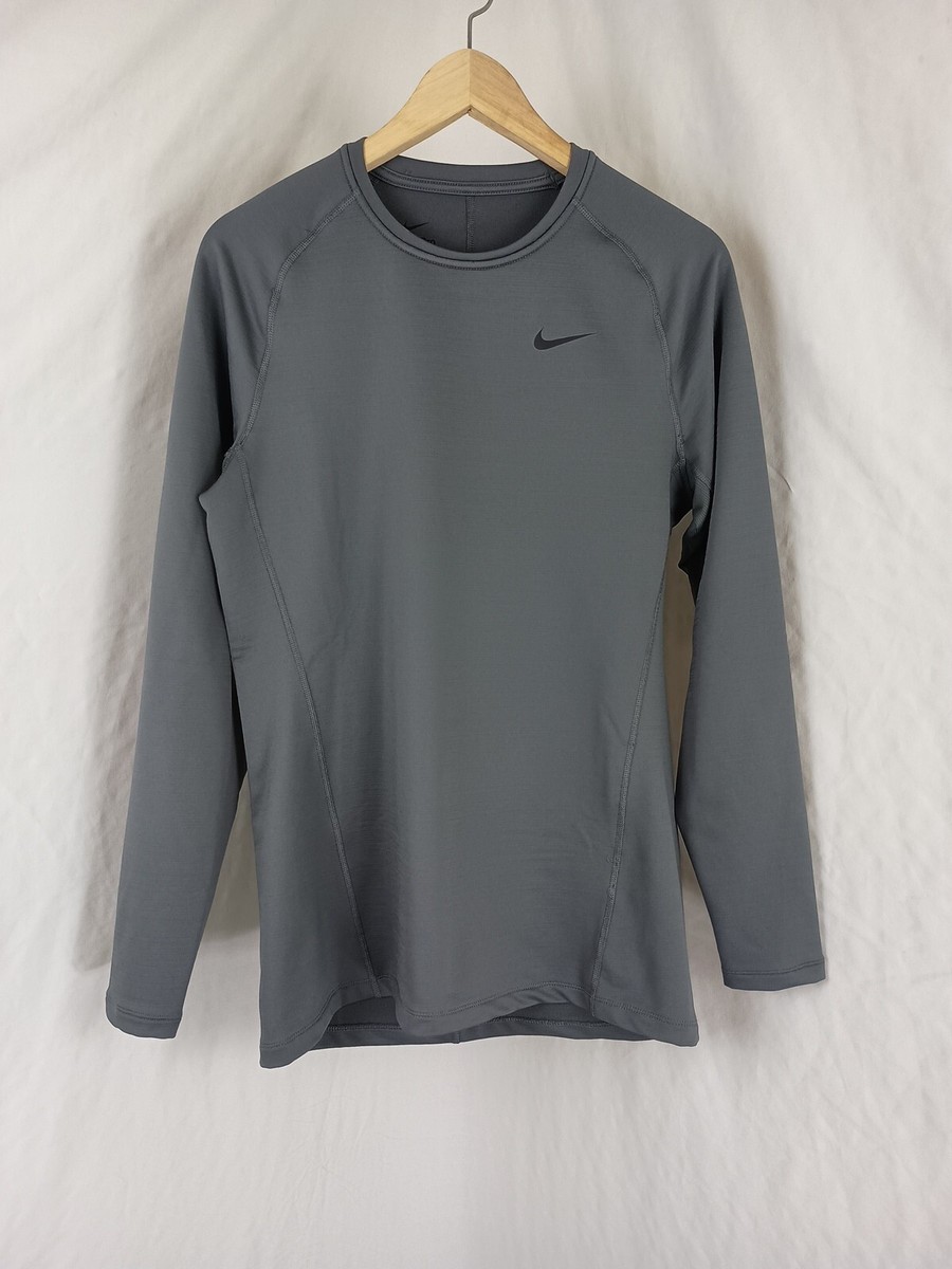 Nike Pro Shirt Mens Medium M Slim Fit Gray Long Sleeve Training