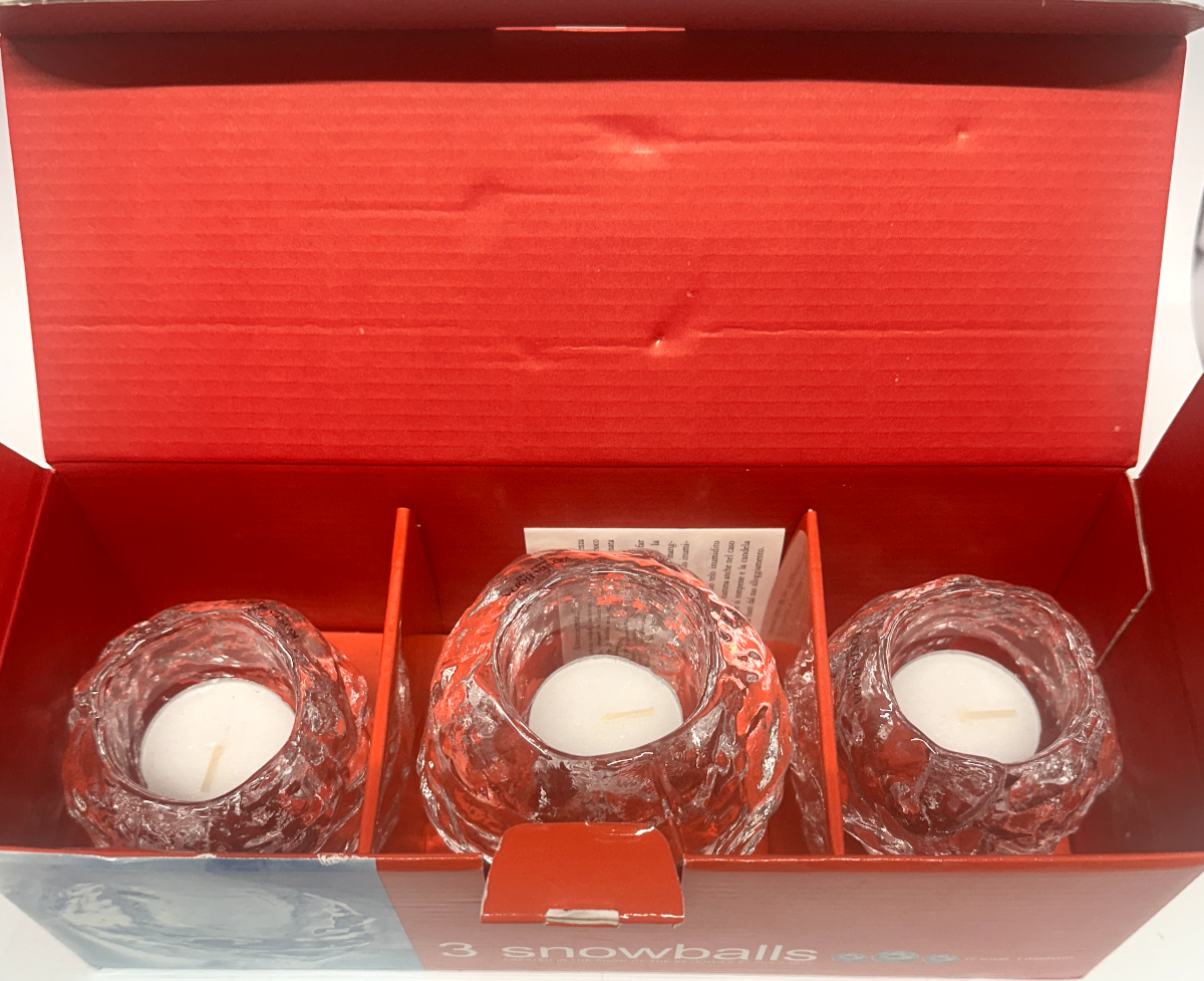 Kosta Boda Swedish Glass Snowball Tea Light Candle Holders Ann Warff