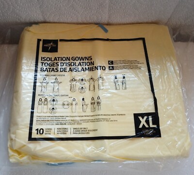 Medline NONLV200XL XL Isolation Gowns Qty 100 New AAMI Level 2 Yellow 