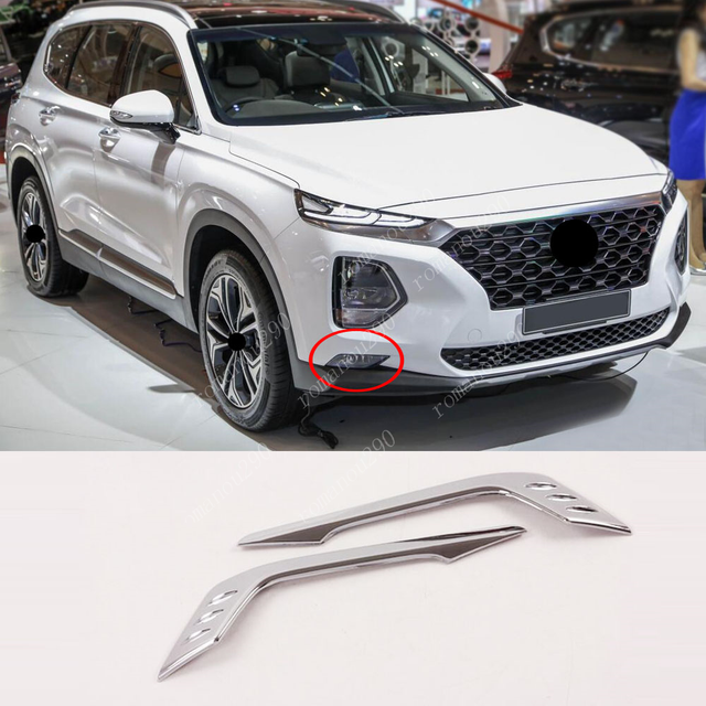 2X For Hyundai Santa Fe 20192020 Chrome Front Bumper Fog Light Frame