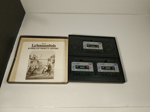 La Sonnambula Sutherland Pavarotti Bonynge 3 Cassette Box Set London 1982 - Picture 3 of 4