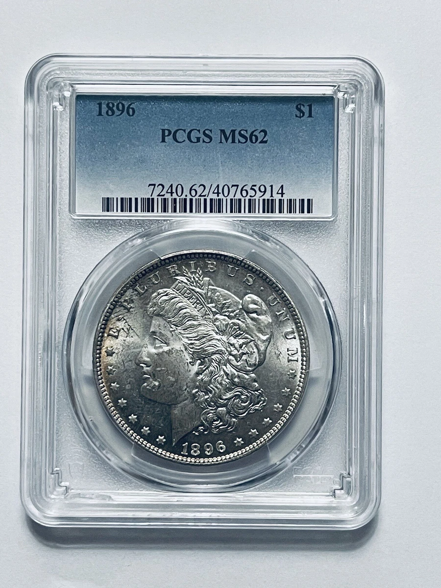 Uncirculated MS 62 Graded 1896 Year Morgan US Dollars (1878-1921