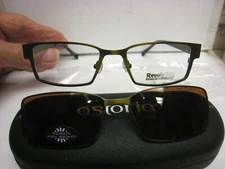 Revolution Eyeglass Frame W/ Magnet sun shade REV732  in OLIVE 50-17-140 w/case 