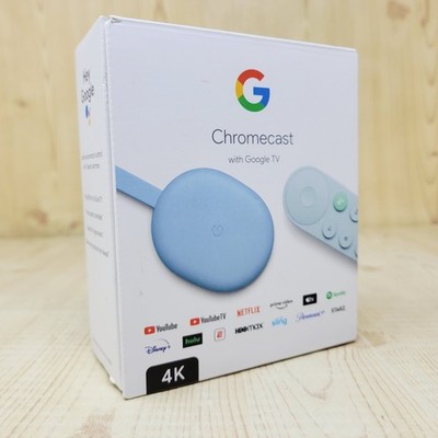 Chromecast w/ Google TV 4K Streaming Stick with Voice Search Sky Blue GA01923-US