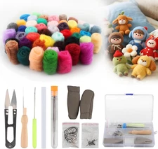 Needle Felting Kit with 25 Vibrant Colors Wool Roving � Complete Felting Kit ...