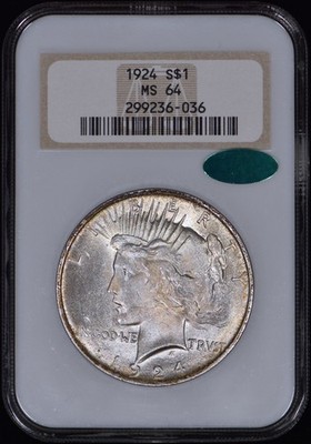 1924 Peace Silver Dollar $1 NGC MS64 CAC - Beautifully Toned GEM