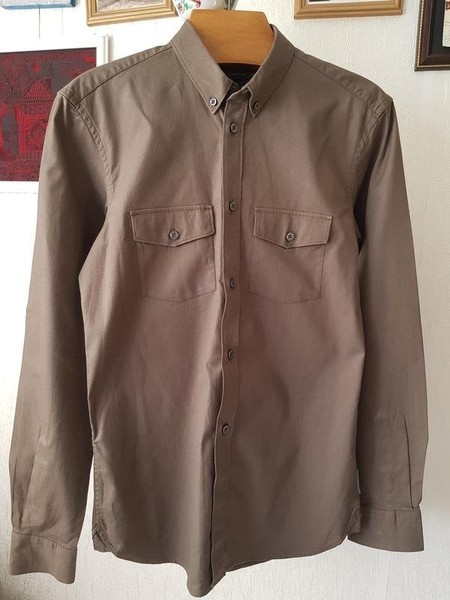 Men French Connection Shirt Khaki Cotton 36 / S /