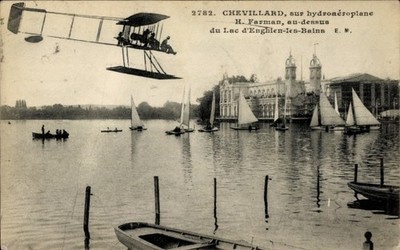 Ak Enghien les Bains Val d'Oise, Chevillard im Wasserflugzeug von... - 4651757