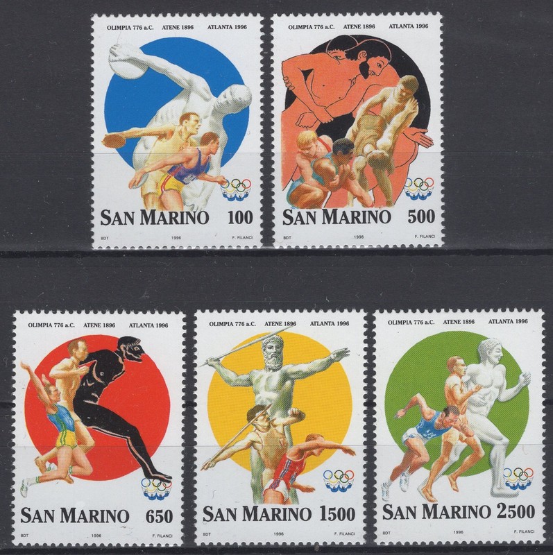 San Marino 1996. Summer Olympics, Atlanta. Scott # 1344-1348. MNH, VF