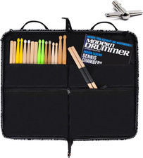 Drum Sticks Bag - Large Capacity Holder with Drum Key, Hook, Strap Black