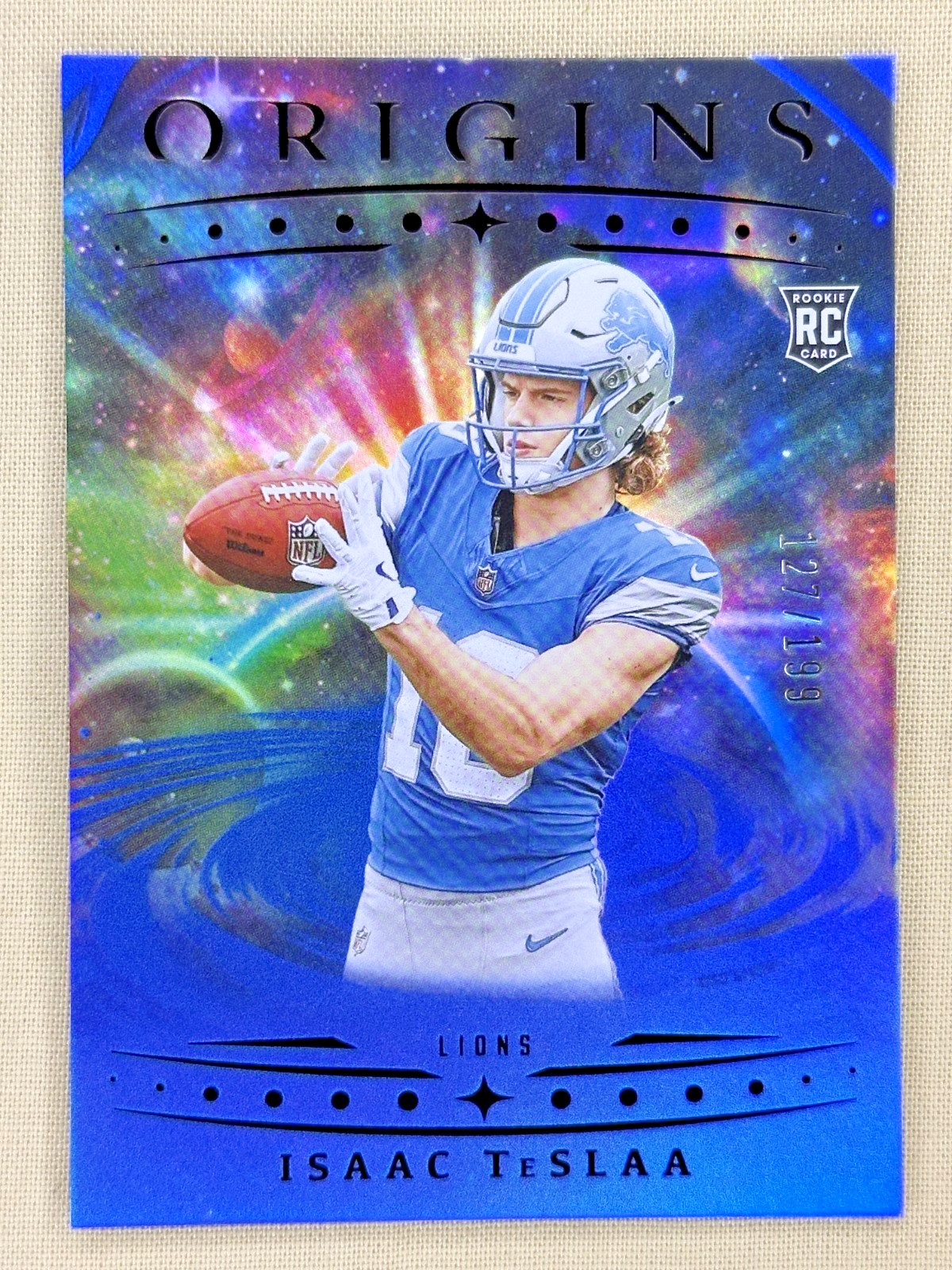 2025 Panini Origins Isaac TeSlaa RC Holo Blue /199 Detroit Lions WR #118