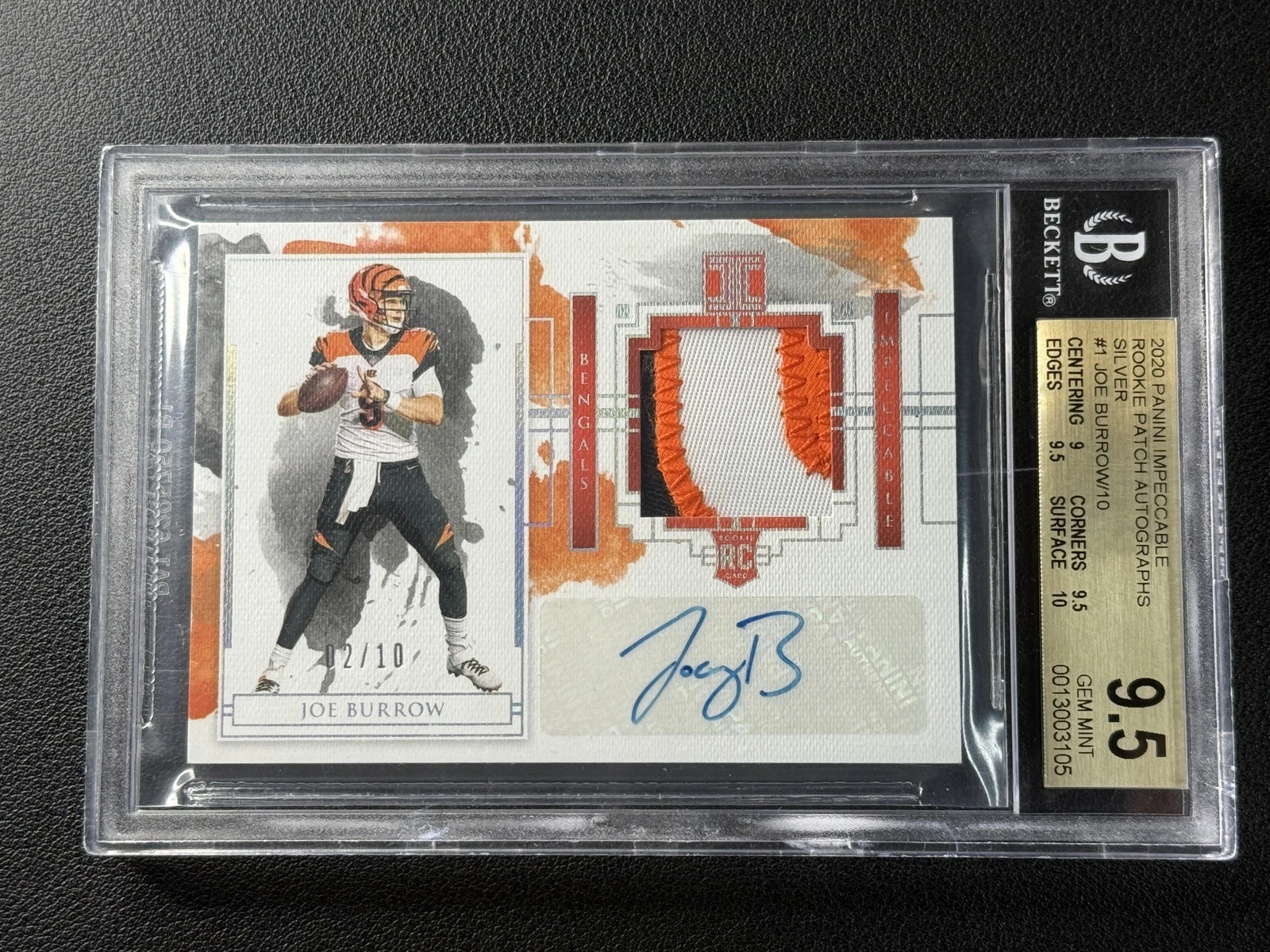 Joe Burrow Panini Impeccable Rookie Patch Autographs #RPAJB Silver