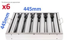 6x Filtro Deflettore Grasso a Baldacchino Acciaio Inox Cappa Aspirazione Cucina 445x445mm