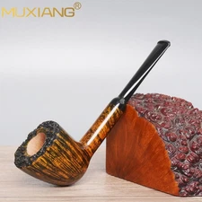MUXIANG Smooth Freehand Pipe Handmade Briar Wooden Tobacco Pipe Ebonite Stem