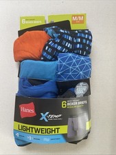 Hanes Boys' Xtemp Boxer Briefs Medium Lightweight 6 Pack Size M 10-12 NEW
