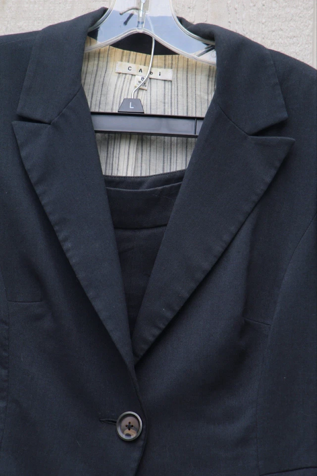 Cabi Blazer юбка комплект костюм размер 8 синий с белой полоской сложить рукав подкладка - Изображение 3 из 4