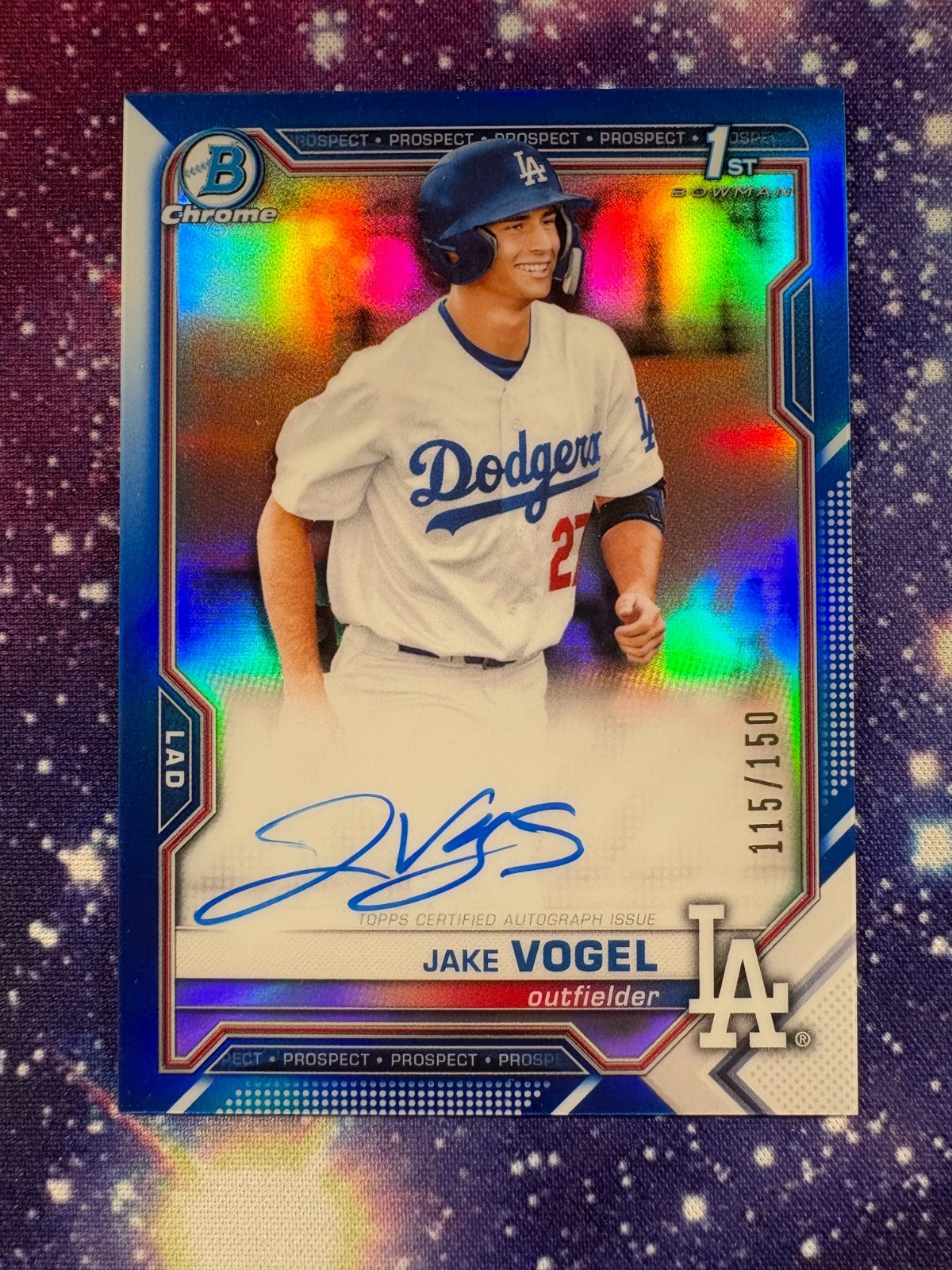 2021 Bowman Chrome - Prospect Autograph Jake Vogel Blue Refractor /150 #CPA-JV