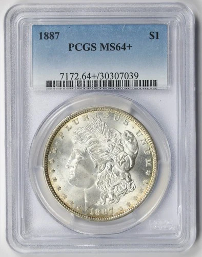 1887 Morgan Dollar Silver $1 MS 64+ Plus PCGS