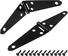 2Pcs Strap Hinge Shed Door Hinges, 4 Inch Heavy Duty Gate Hinges Black Tee Hi...