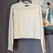 Elyse Walker S 100% Cashmere Sweater White Long Sleeve Crew Neck Soft VERY GOOD