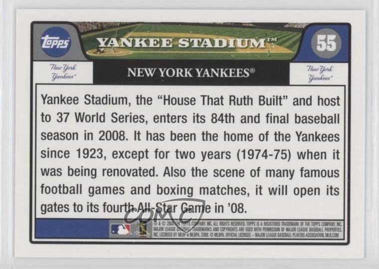 2008 Topps Limited Edition Team New York Yankees Team Set Yankee Stadium #55 - Image 2 of 2