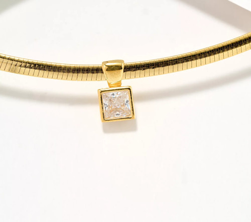 Diamonique Italia Choice of Cut Omega 18K Plated Princes Necklace, Sterling