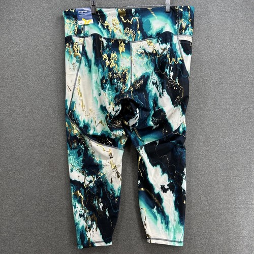 Old Navy High-Rise Leggings Women's 3X Cool Blue Ocean Print 7/8 Ankle NWT