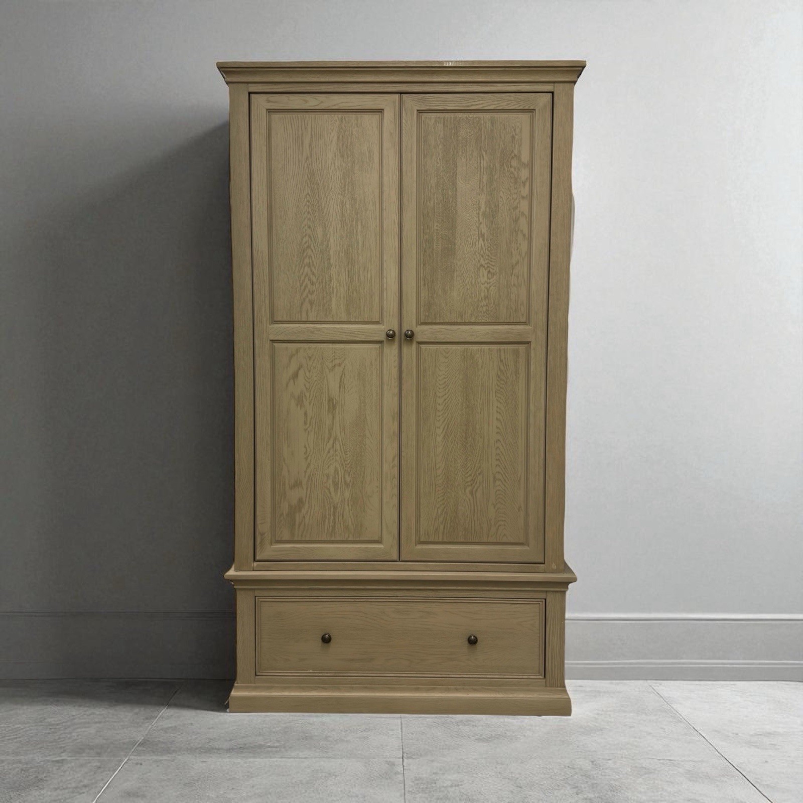 Oak Furnitureland Weathered Oak Double Wardrobe Burleigh Range RRP £999