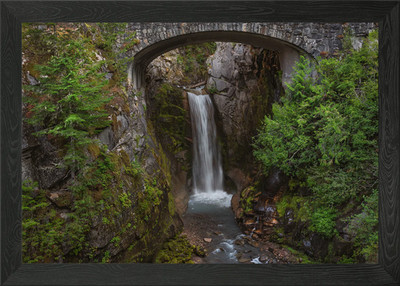 Wasserfall unter Steinbrücke in Nat Gerahmtes Wandbild Poster Leinwanddruck Bild