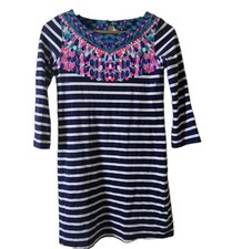 Lilly Pulitzer Sophie Dress XXS Floral Stripe Pima Cotton UPF 50+ Boat Neck
