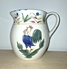 Vintage "Cottagecore" Hand-Painted Ceramic Rooster Pitcher 6 1/2" tall READ