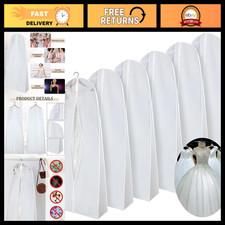 71'' Wedding Dress Garment Bag with 9" Gusset - White, Long Storage Cover, Dustp