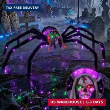 52" Halloween Giant Skull Face Spider, Lighted Outdoor Decoration with Flashing