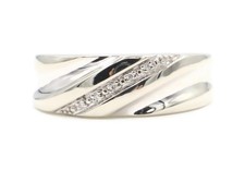 Men's Diagonal 0.03 Ctw Round Diamond 10KT White Gold Wedding Band Ring MGW 3.6g