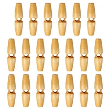 20pcs Wooden Toggle Buttons 50mm Single Hole Olive Sewing Button, Beige