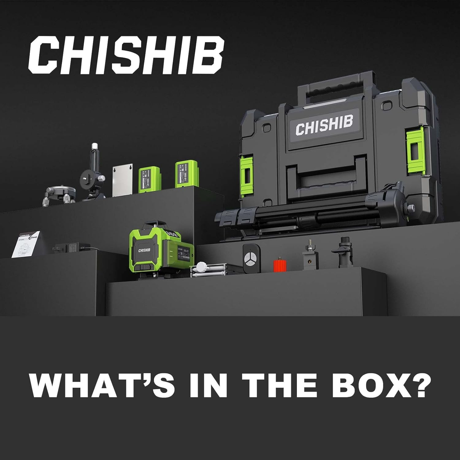 Laser Level 4D Self-Leveling Cross Line Laser Level, Rotary Base and Accessories