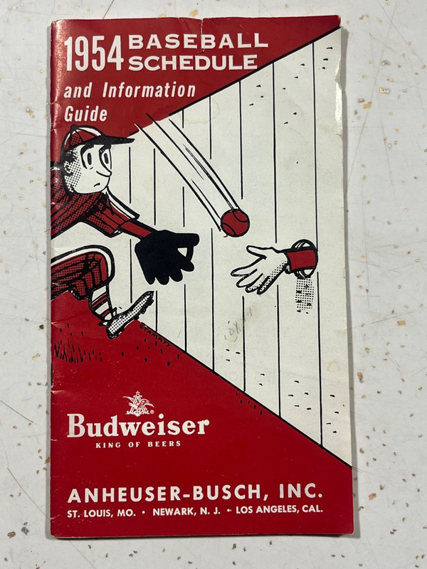 Vtg 1954 Budweiser Baseball Schedule and Information Guide  Budweiser beer can