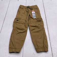 Wrangler Cargo Jogger Pants Boys 8 Brown Gamer Twill Drawstring Pockets Elastic