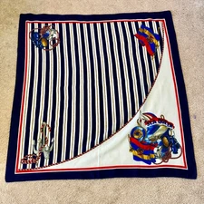 Nautical Sea Queen Scarf Sailing Ship Anchor Rope Navy Blue Women Accessories