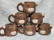 SET OF 6  HIGHLAND COW 3D NOVELTY TEA COFFEE MUGS CUPS NEW 